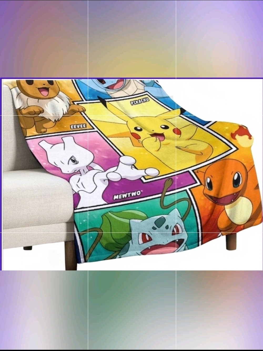 Pokemon Character Panel Plush Throw Blanket 40 x50